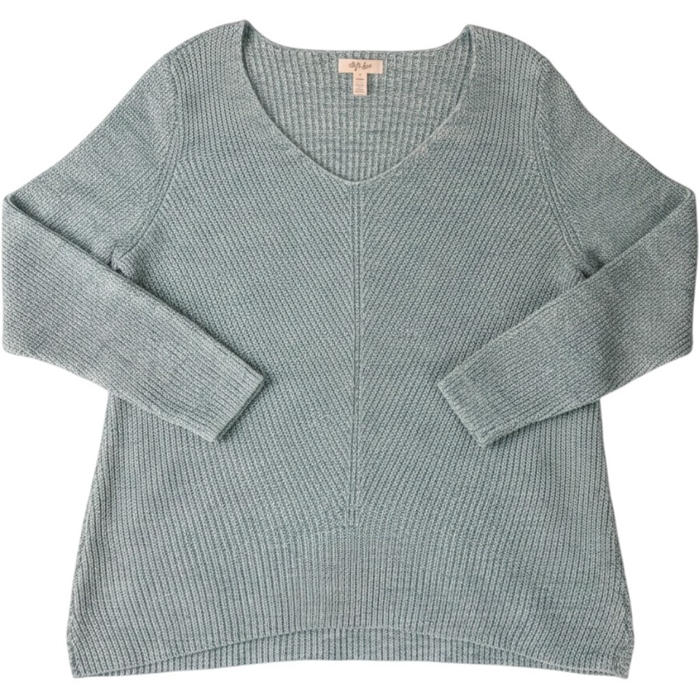 NWT Style & Co Cotton Sweater 3X Teal White Oversized Soft Girl  Cozy Loose‎